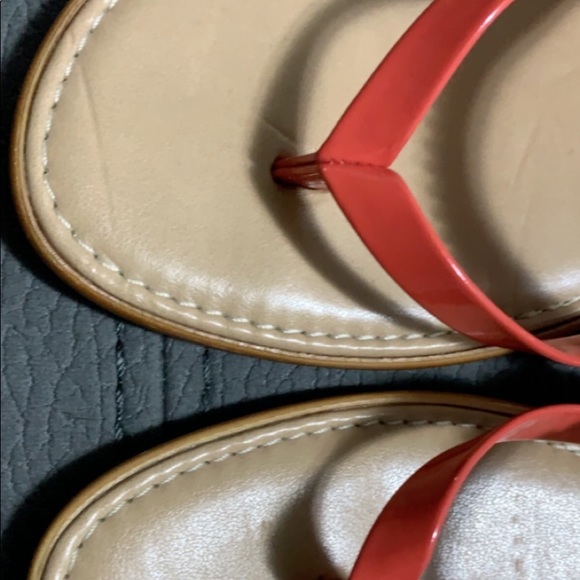 Coral and rhinestone detailed thong sandals - Picture 3 of 7